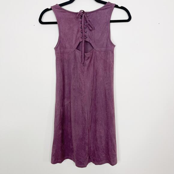 Pink Republic XSmall Purple Faux Sueded Lace Back Dress Sleeveless Artisan Wine - Picture 2 of 11